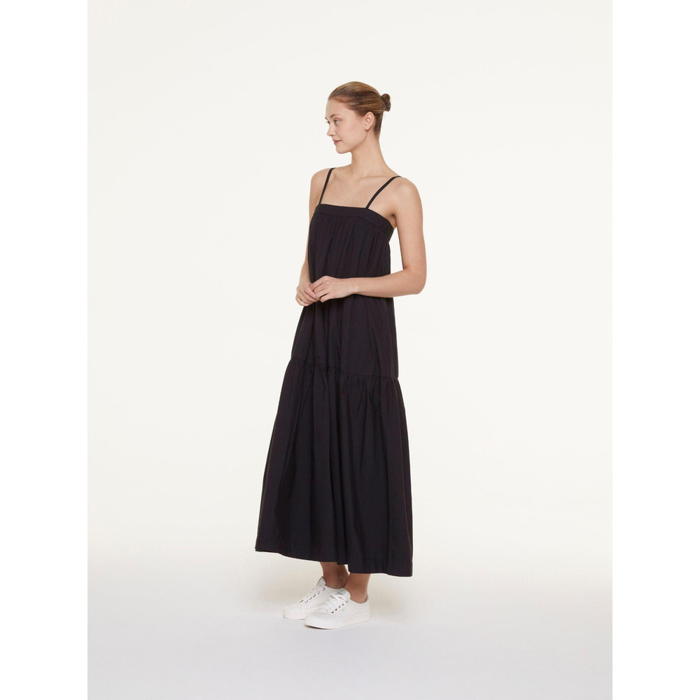NEW! For Days Black Organic Cotton Poplin Maxi Dress w/ Adjustable Straps - Picture 2 of 4